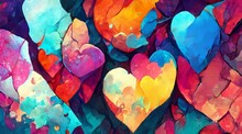 Colorful Hearts Background Wallpaper Illustration 