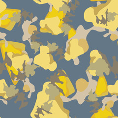 Wall Mural - Urban camouflage of various shades of yellow, grey and blue colors