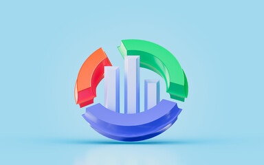 Wall Mural - business pie chart sign 3d render concept for analyze share profit investment income 