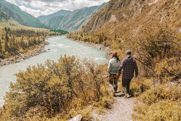 Wall Mural - hiking in the mountains