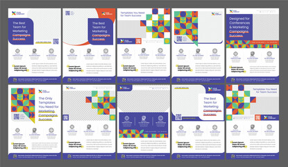 Wall Mural - Geometric Style Conference Flyer or brochures in A4 Size, Professional, and Modern