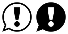 Ofvs67 OutlineFilledVectorSign Ofvs - Exclamation Mark Vector Icon . Isolated Transparent . Attention Speech Bubble Sign . Caution / Chat . Black Outline And Filled Version . AI 10 / EPS 10 . G11376