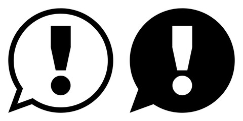 Fototapete - ofvs67 OutlineFilledVectorSign ofvs - exclamation mark vector icon . isolated transparent . attention speech bubble sign . caution / chat . black outline and filled version . AI 10 / EPS 10 . g11376