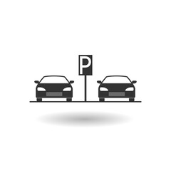 Canvas Print - Parking icon with shadow isolated on white