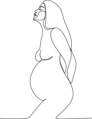 Wall Mural - Continuous line drawing of pregnant woman vector illustration