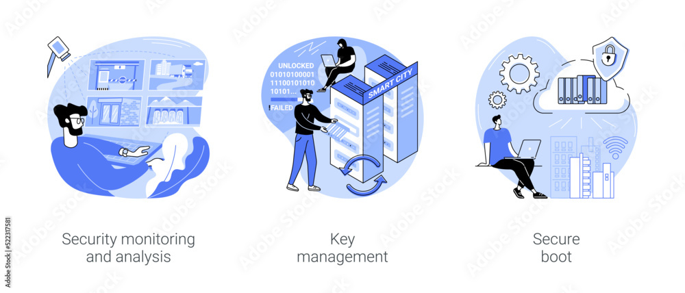 Smart city security isolated cartoon vector illustrations se Stock ...