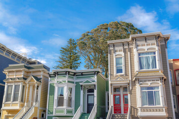 Wall Mural - Suburban houses with victorian style exterior in San Francisco, California