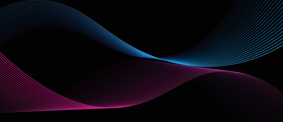 Aufkleber - Blue and purple lines. Abstract color waves background. Striped illustration with vibrant colors.