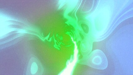 Poster - Red and green thick liquid. Motion.Neon shiny spots in the tunnels twisting in different directions in the animation.