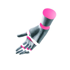 Wall Mural - concrete hand with sliced pink fingers. style vapor retro synth wave background concept.