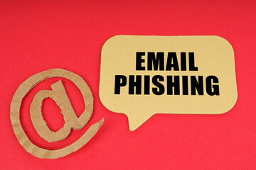 Poster - On a red surface, a symbol and a sign with the inscription - Email Phishing