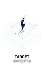 Poster - Businessman in suit shoot the arrow on spider chart. Concept of perfect recruitment. Human Resource. put the right man on the right job.