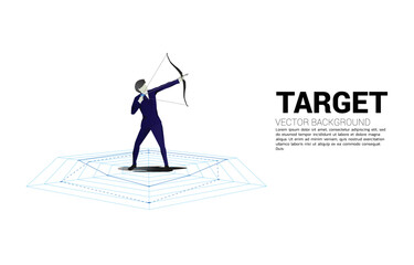 Poster - Businessman in suit shoot the arrow on spider chart. Concept of perfect recruitment. Human Resource. put the right man on the right job.