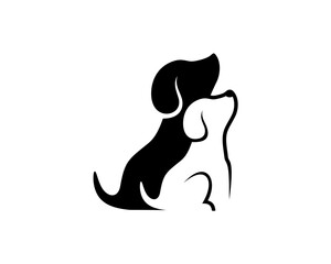 Two Dog Sit Logo Design Vector