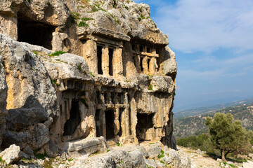 Wall Mural - Rock tombs of ancient city Tlos in Turkey