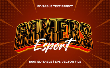 Poster - gamers 3d text effect with game theme. red typography template for modern tittle