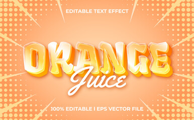 Poster - orange juice 3d text effect with fresh theme. orange typography template for drink product