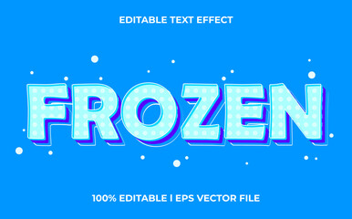Poster - frozen 3d text effect with cute theme. blue typography template for ice product