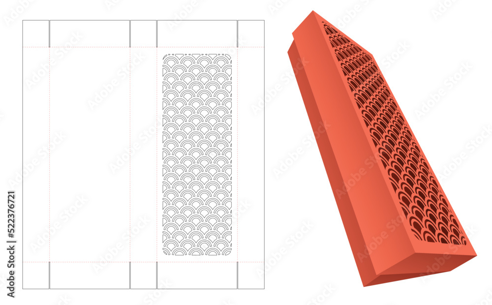 Stenciled box die cut template and 3D mockup Stock Vector | Adobe Stock