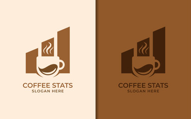 Poster - Abstract Coffee Cup and Graphic Statistic Lines Logo Concept. Vector Logo Illustration.