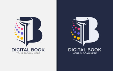 Aufkleber - Creative Initial Letter B Logo Design Combined with Digital Book Concept. Vector Logo Illustration.
