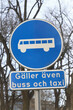 Swedish public transport lane road sign also allowing buses and taxis.