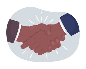 Aufkleber - making agreement 2d vector isolated illustration. businessmen partnership. traditional flat hand ges