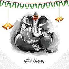 Wall Mural - 	
Beautiful lord ganesha watercolor for ganesh chaturthi card background