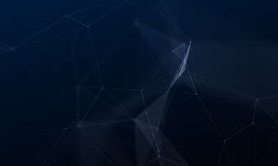 Poster - Abstract wave with moving dots and lines. Digital transformation conceptual for next generation technology era, Communication and technology network concept with moving lines and dots.