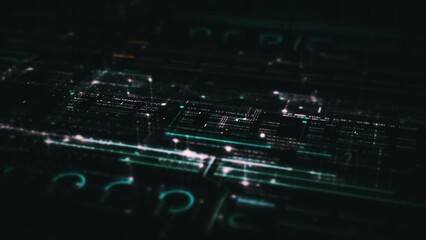 Aufkleber - Futuristic digital generated motion abstract matrix cyber environment big data analytic artificial intelligent metaverse simulation, head up display background
