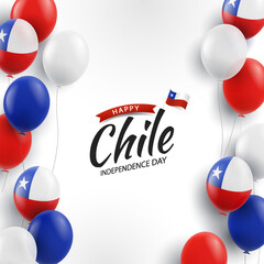 Poster - Vector Illustration of  Chile Independence Day.  Background with balloons
