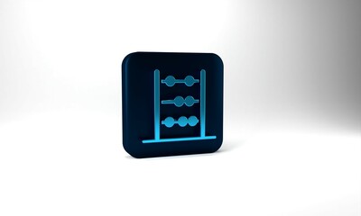 Blue Abacus icon isolated on grey background. Traditional counting frame. Education sign. Mathematics school. Blue square button. 3d illustration 3D render