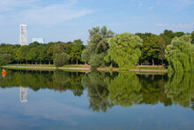 Big Novodevichy Pond On A Sunny Day Near The Novodevichy Convent Or Bogoroditse-Smolensky Monastery. UNESCO World Heritage Site