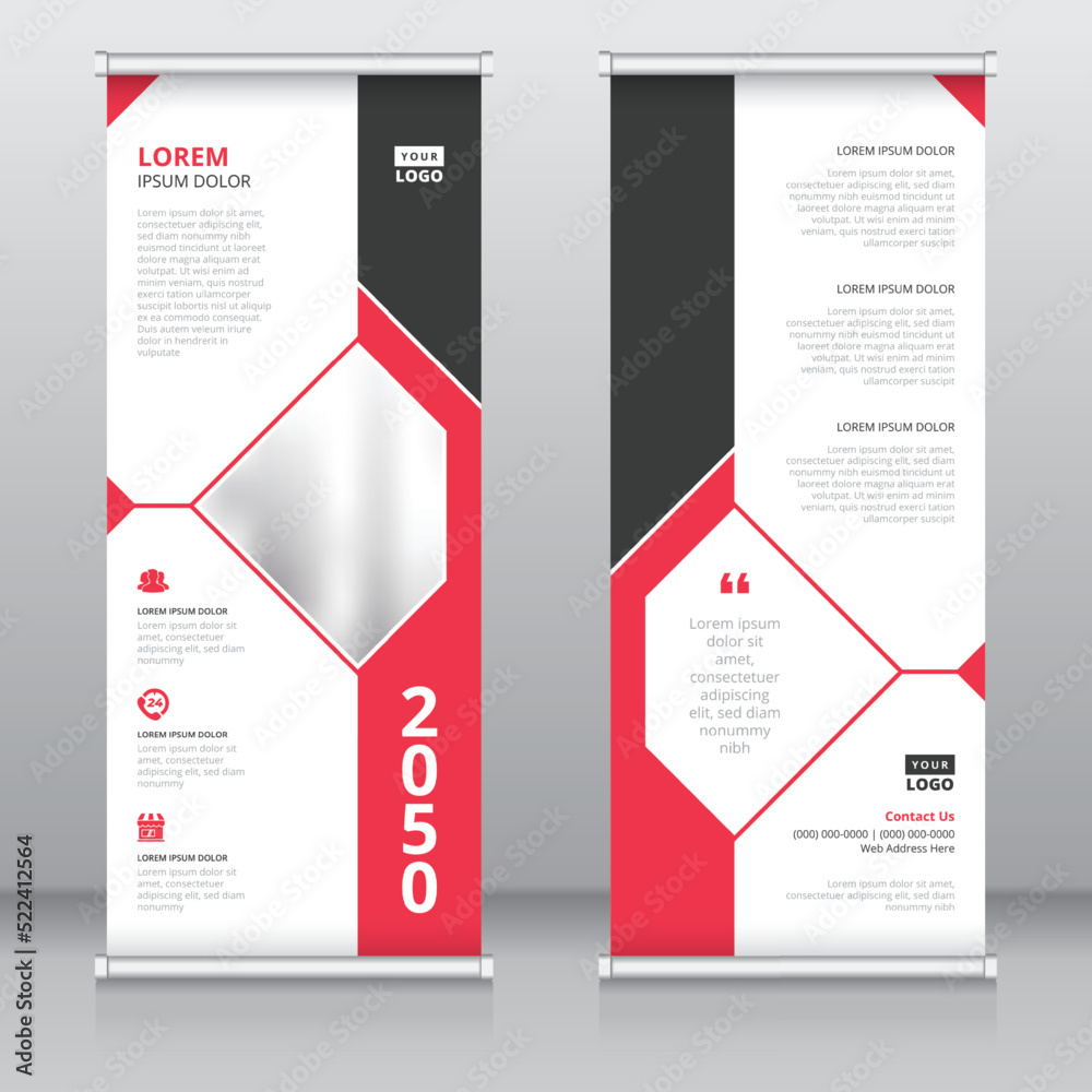 Red and black colored creative pop up banner design template Pull up Red and black colored creative pop up banner design template Pull up