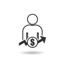 Employee Salary Increase Icon With Shadow