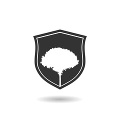 Wall Mural - Tree shield icon with shadow