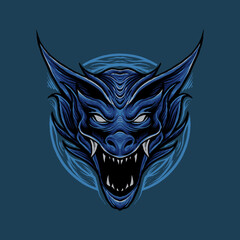 Wall Mural - blue dragon head illustration design vector