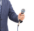Businessman hand holding microphone