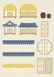 Vector illustration of Korean traditional houses.