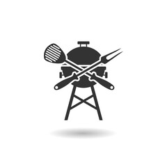 Canvas Print - Barbecue grill icon. BBQ grill party icon with shadow