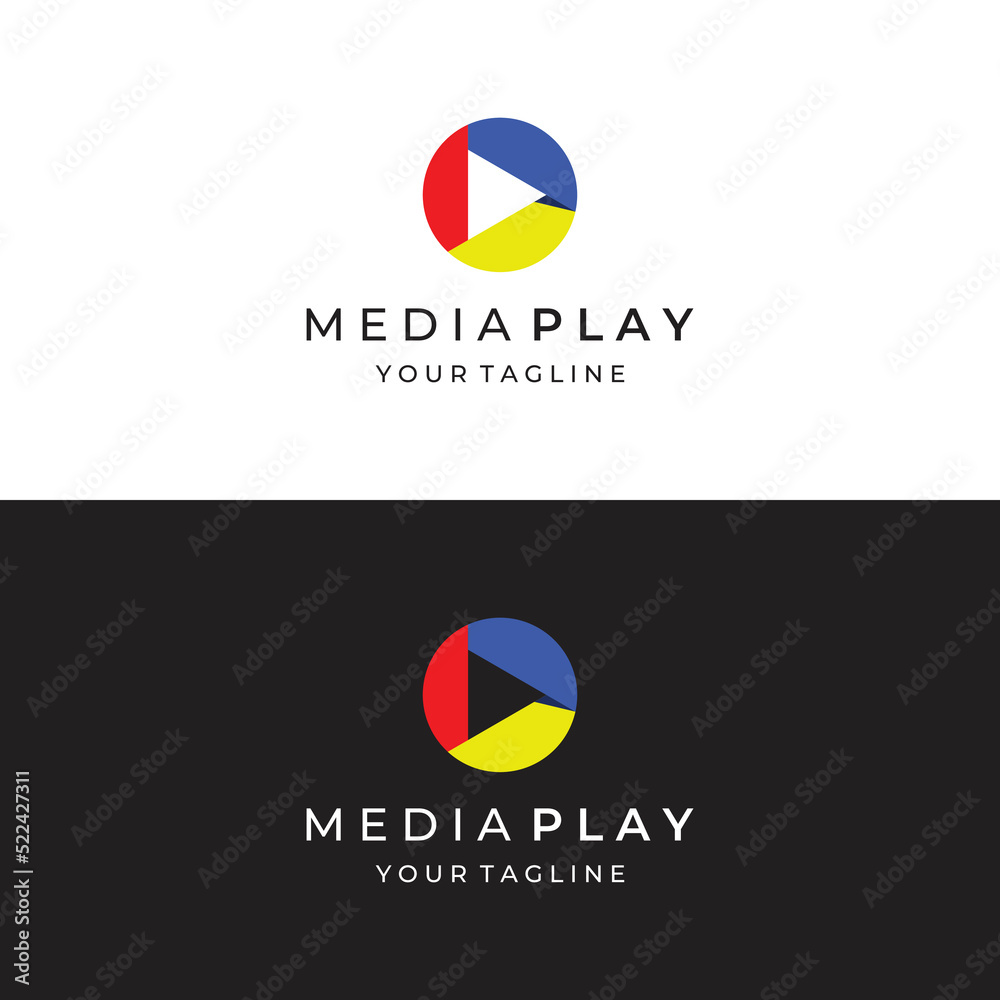 Media logo play button with modern triangle, the logo can be used for ...