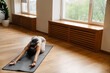 © Drobot Dean - Young white woman doing exercise on mat during yoga practice