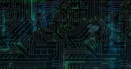 Aufkleber - Animation of microprocessor connections over male hacker using laptop