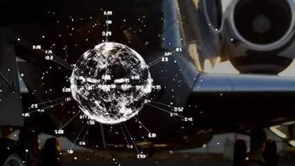 Poster - Animation of global network and data processing over passenger jet plane