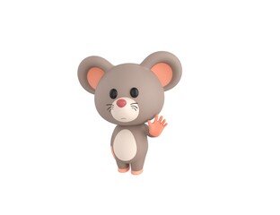 Sticker - Little Rat character saying hi in 3d rendering.