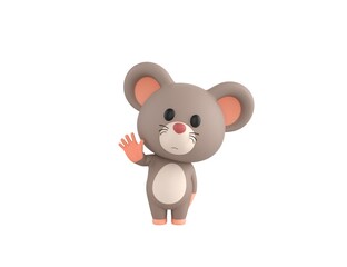 Sticker - Little Rat character raising right hand in 3d rendering.