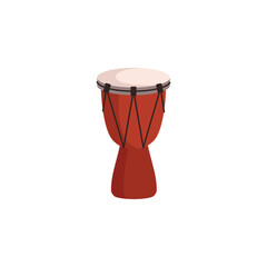 Traditional tribal percussion drum instrument flat vector illustration isolated.