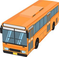 a 3D orange bus color with air conditioner public transportation in thailand.