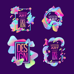 Poster - minimalistic hipster colored frame design. Vector line gradient halftone. frame for text Modern Art graphics. design business cards, invitations, gift cards, flyers ,brochures vector illustration. 