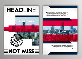 Poster - report brochures A4 abstract flyers vector set. art flyers templates brochures A4 size, abstract examples design for graphics , vintage design, imposed geometric dynamic pattern background